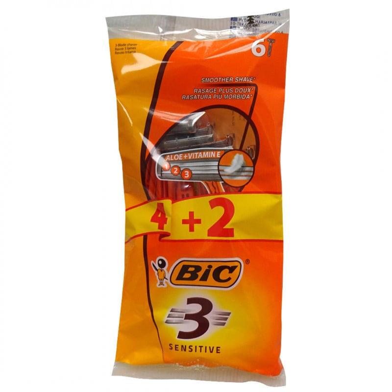 Bic razor 4+2 u. 3 blades sensitive. Bic razor 4+2 u. 3 blades sensitive.